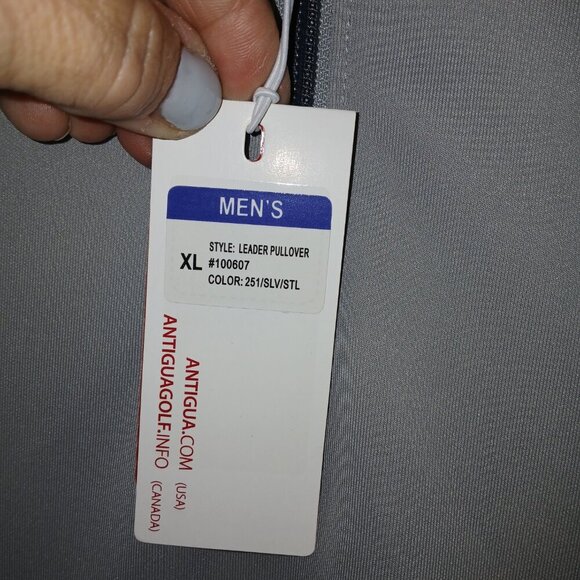 MENS ANTIGUA 1\4 ZIP GOLF PULLOVER, SIZE XL, SOFT GRAY COLOR, NWT - Picture 3 of 7